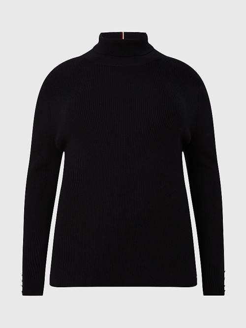 Tommy Hilfiger Curve Roll Neck Jumper Pulóverek Női Fekete | TH671EZI