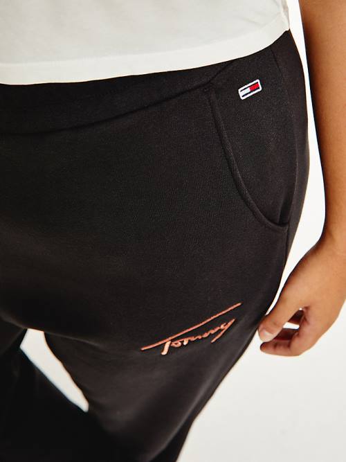 Tommy Hilfiger Curve Signature Logo Pamut Blend Joggers Nadrág Női Fekete | TH560WTX