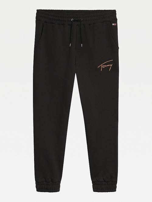 Tommy Hilfiger Curve Signature Logo Pamut Blend Joggers Nadrág Női Fekete | TH560WTX