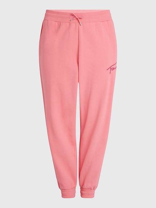 Tommy Hilfiger Curve Signature Relaxed Fleece Joggers Nadrág Női Rózsaszín | TH860XIR