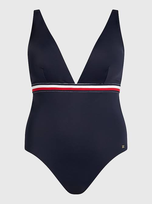 Tommy Hilfiger Curve Signature Tape One Piecesuit Fürdőruha Női Kék | TH956DQF