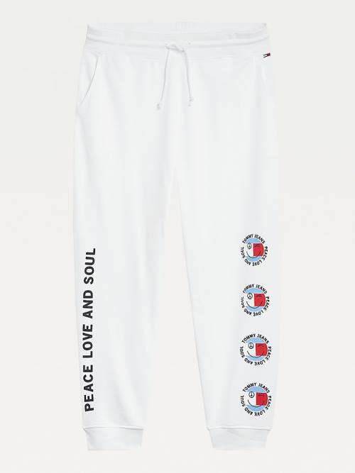 Tommy Hilfiger Curve Smiley Peace Logo Joggers Nadrág Női Fehér | TH842DNM