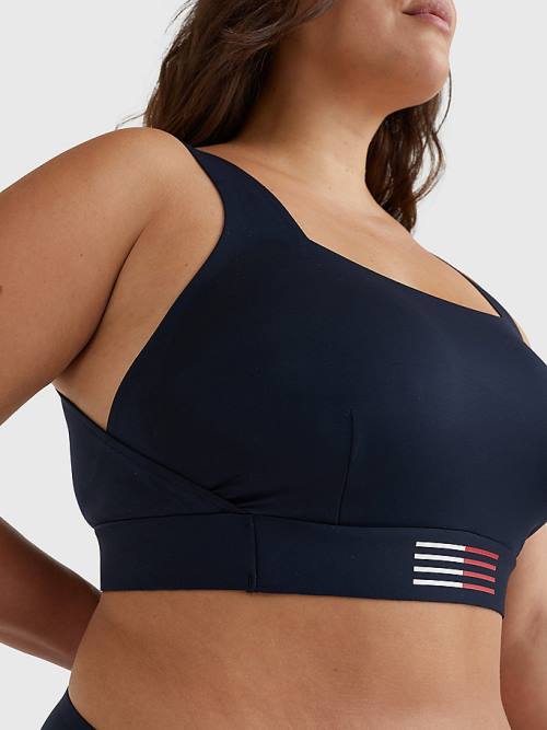 Tommy Hilfiger Curve TH Flex Flag Print Bikini Bralette Fürdőruha Női Kék | TH836ZLV