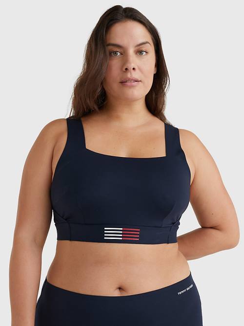 Tommy Hilfiger Curve TH Flex Flag Print Bikini Bralette Fürdőruha Női Kék | TH836ZLV