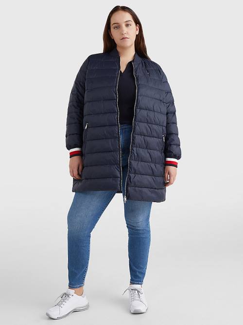 Tommy Hilfiger Curve TH Protect Filled Long Bomber Coat Kabát Női Kék | TH746FCV