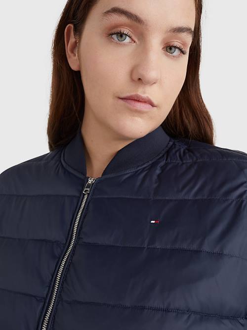 Tommy Hilfiger Curve TH Protect Filled Long Bomber Coat Kabát Női Kék | TH746FCV