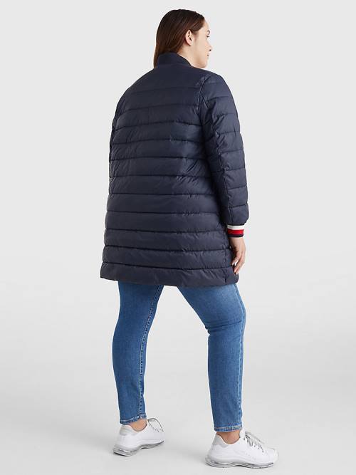 Tommy Hilfiger Curve TH Protect Filled Long Bomber Coat Kabát Női Kék | TH746FCV