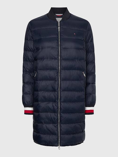 Tommy Hilfiger Curve TH Protect Filled Long Bomber Coat Kabát Női Kék | TH746FCV