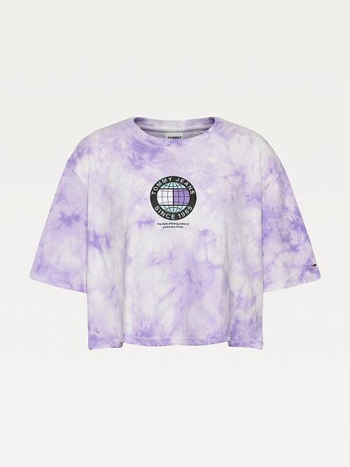 Tommy Hilfiger Curve Tie-Dye Recycled Pamut Cropped Póló Női Lila | TH217SQY