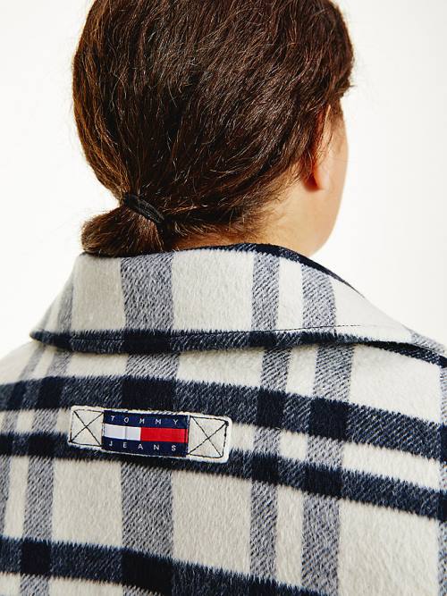 Tommy Hilfiger Curve Tommy Badge Check Shacket Kabát Női Bézs | TH197VRN