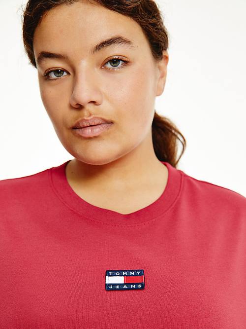 Tommy Hilfiger Curve Tommy Badge Crew Neck Póló Női Piros | TH465SXH