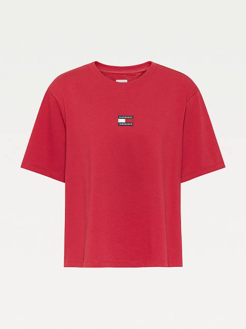 Tommy Hilfiger Curve Tommy Badge Crew Neck Póló Női Piros | TH465SXH