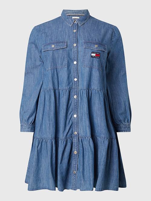 Tommy Hilfiger Curve Tommy Badge Denim Shirt Ruha Női Denim | TH128YUR