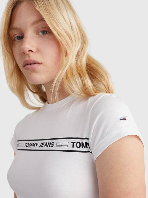 Tommy Hilfiger Cut Out Logo Tape Bodysuit Póló Női Fehér | TH683JVW