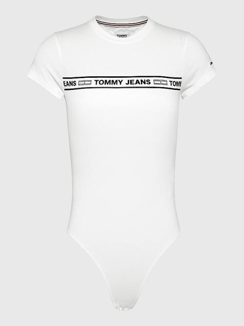 Tommy Hilfiger Cut Out Logo Tape Bodysuit Póló Női Fehér | TH683JVW