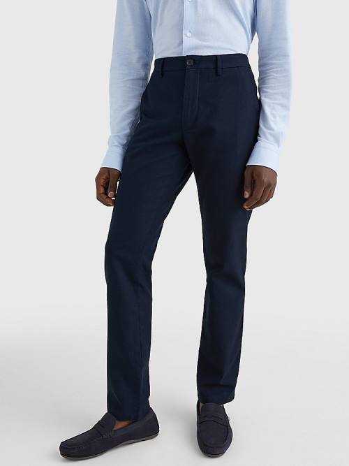 Tommy Hilfiger Denton Basket Weave Straight Fit Chinos Nadrág Férfi Kék | TH109VDE