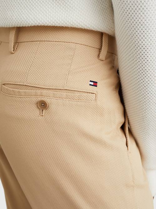 Tommy Hilfiger Denton Basket Weave Straight Fit Chinos Nadrág Férfi Bézs | TH958CSN