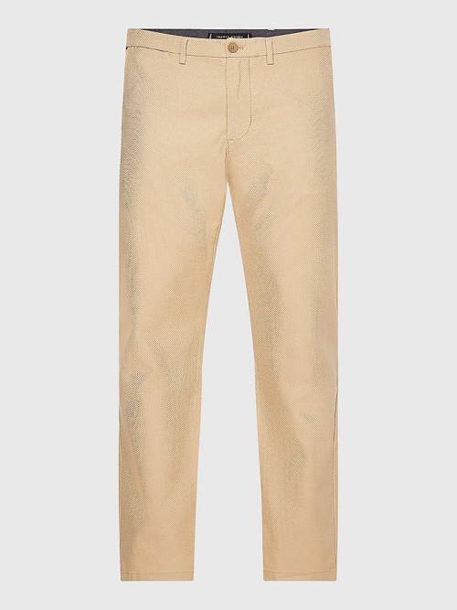 Tommy Hilfiger Denton Basket Weave Straight Fit Chinos Nadrág Férfi Bézs | TH958CSN