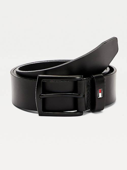 Tommy Hilfiger Denton Black Csatos Bőr Öv Férfi Fekete | TH402YOZ