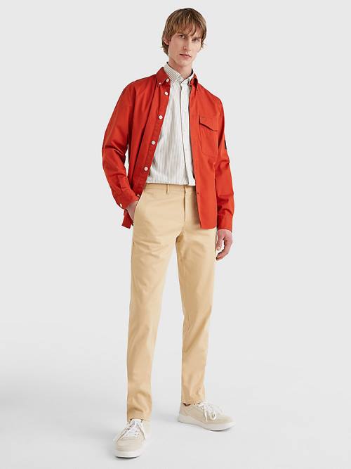 Tommy Hilfiger Denton Straight Fit Satin Chinos Nadrág Férfi Bézs | TH068ROF