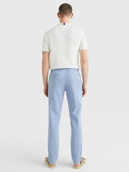 Tommy Hilfiger Denton Straight Fit Satin Chinos Nadrág Férfi Kék | TH173MBI