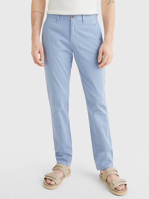 Tommy Hilfiger Denton Straight Fit Satin Chinos Nadrág Férfi Kék | TH173MBI