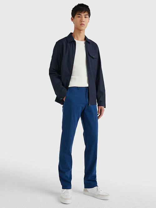 Tommy Hilfiger Denton Straight Fit Satin Chinos Nadrág Férfi Kék | TH749SWI