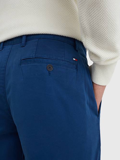 Tommy Hilfiger Denton Straight Fit Satin Chinos Nadrág Férfi Kék | TH749SWI