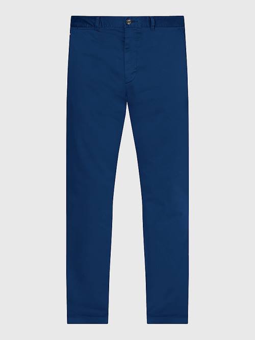 Tommy Hilfiger Denton Straight Fit Satin Chinos Nadrág Férfi Kék | TH749SWI