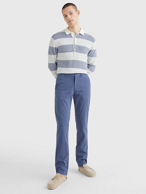 Tommy Hilfiger Denton Straight Fit Satin Chinos Nadrág Férfi Kék | TH826AMB