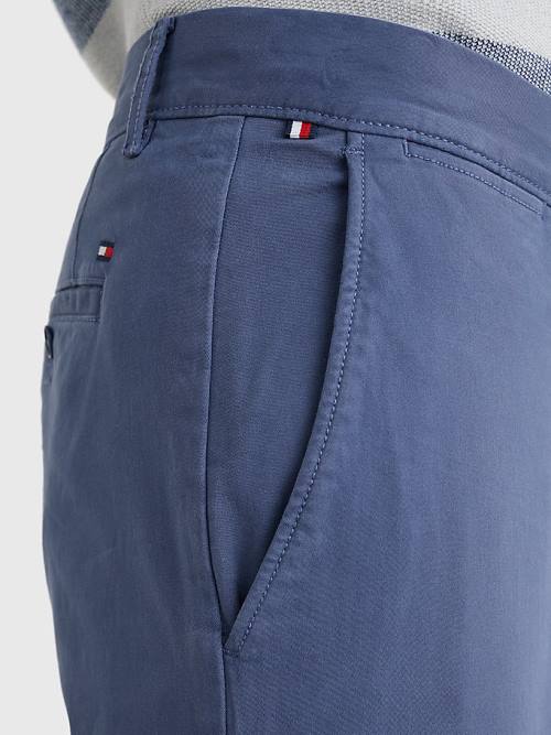 Tommy Hilfiger Denton Straight Fit Satin Chinos Nadrág Férfi Kék | TH826AMB