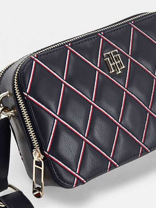 Tommy Hilfiger Diamond Quilted Monogram Camera Táska Női Kék | TH790DCH