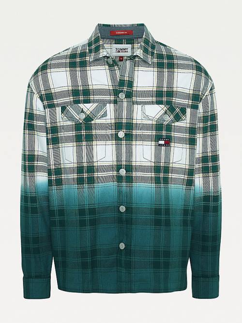 Tommy Hilfiger Dip Dye Check Overshirt Ingek Férfi Zöld | TH102GIE