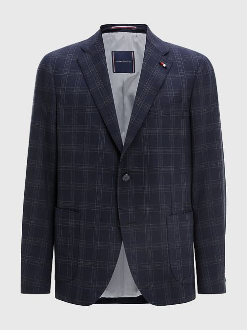 Tommy Hilfiger Dotted Check Slim Fit Blézerek Férfi Kék | TH287XYA