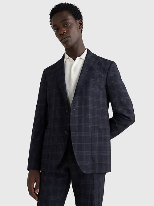 Tommy Hilfiger Dotted Check Slim Fit Blézerek Férfi Kék | TH287XYA