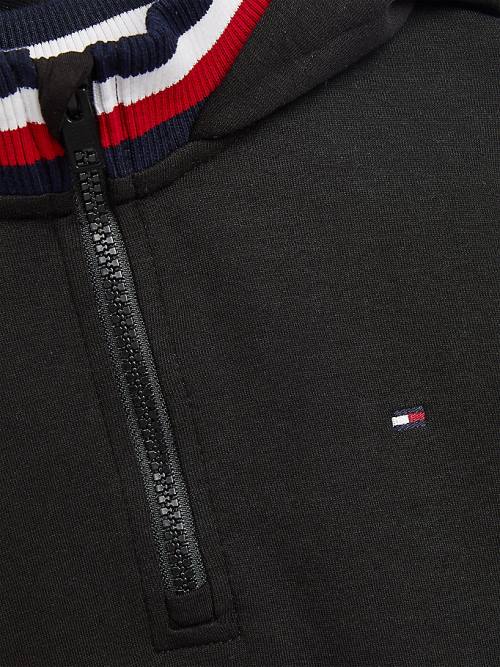 Tommy Hilfiger Double Collar Kapucnis Pulóver Fiú Fekete | TH541UBI