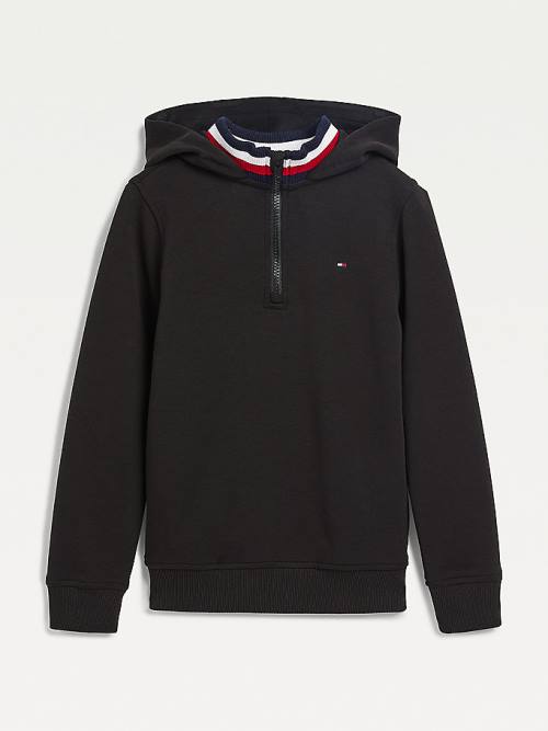 Tommy Hilfiger Double Collar Kapucnis Pulóver Fiú Fekete | TH541UBI