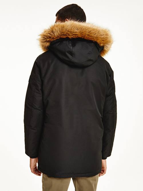 Tommy Hilfiger Down Faux Fur Hood Rockie Parka Dzseki Férfi Fekete | TH612POL