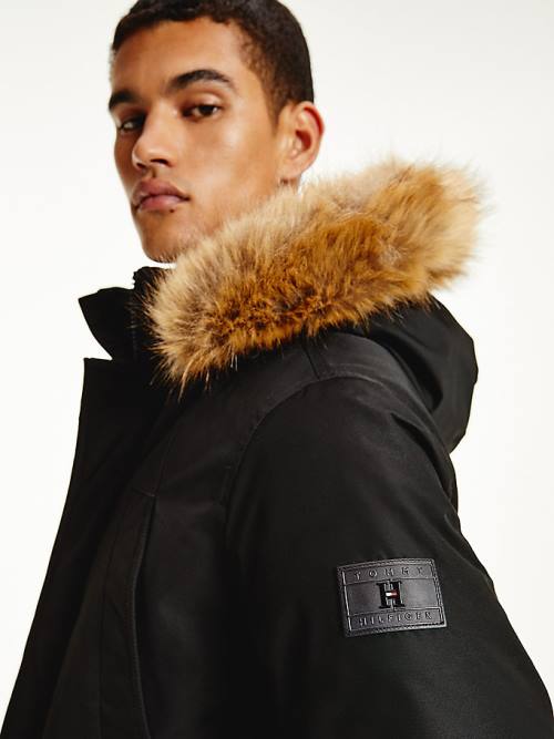 Tommy Hilfiger Down Faux Fur Hood Rockie Parka Dzseki Férfi Fekete | TH612POL