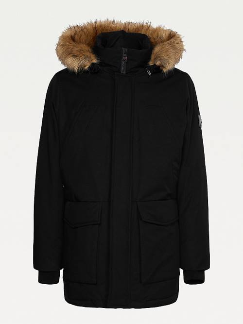 Tommy Hilfiger Down Faux Fur Hood Rockie Parka Dzseki Férfi Fekete | TH612POL