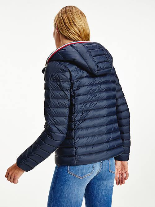 Tommy Hilfiger Down-Filled Csuklyás Zip-Thru Kabát Női Kék | TH617BPR