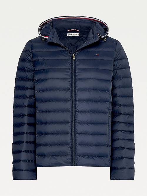 Tommy Hilfiger Down-Filled Csuklyás Zip-Thru Kabát Női Kék | TH617BPR