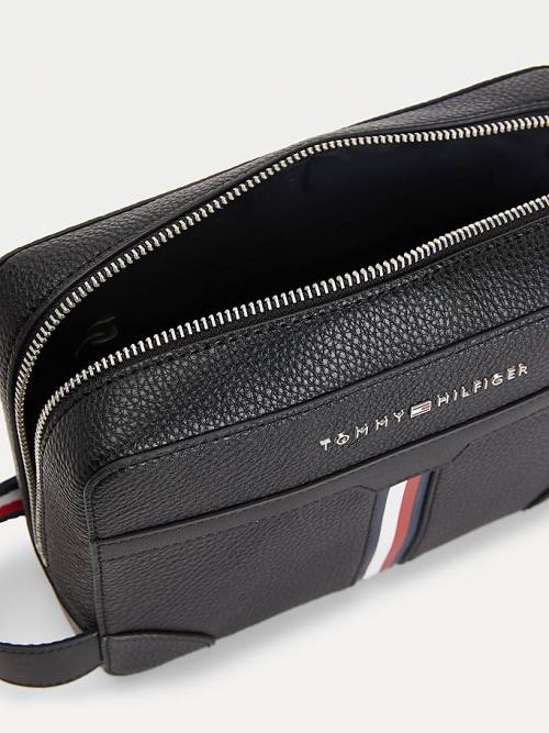 Tommy Hilfiger Downtown Metal Logo Washbag Táska Férfi Fekete | TH087WZC