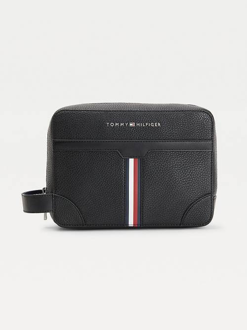 Tommy Hilfiger Downtown Metal Logo Washbag Táska Férfi Fekete | TH087WZC