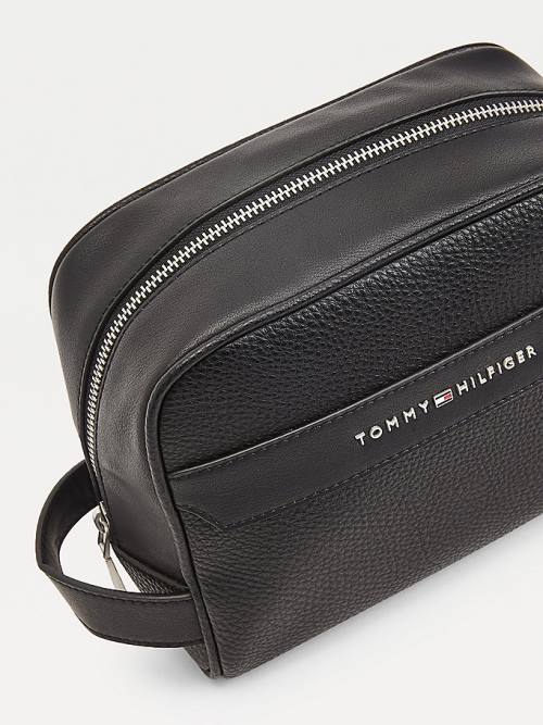 Tommy Hilfiger Downtown Metal Logo Washbag Táska Férfi Fekete | TH913HQF