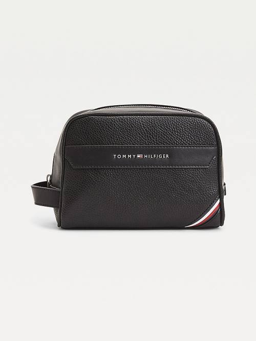 Tommy Hilfiger Downtown Metal Logo Washbag Táska Férfi Fekete | TH913HQF