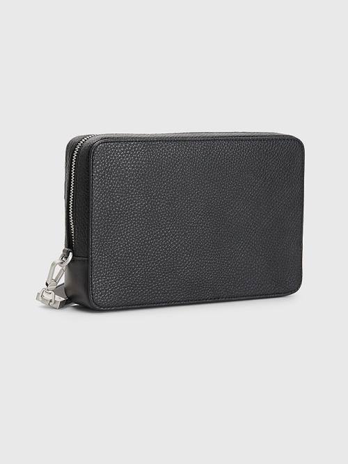 Tommy Hilfiger Downtown Pebble Grain Pouch Táska Férfi Fekete | TH850OHY