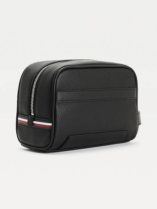 Tommy Hilfiger Downtown Vegan Bőr Washbag Táska Férfi Fekete | TH714CBR