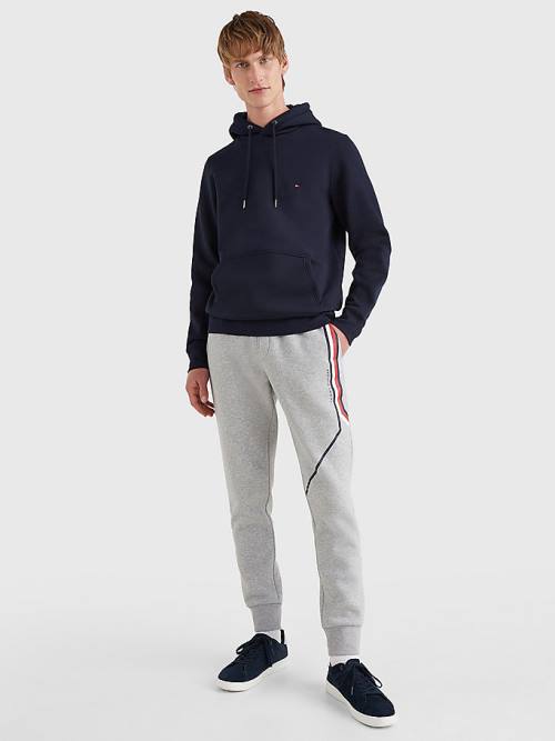 Tommy Hilfiger Drawstring Flag Embroidery Kapucnis Pulóver Férfi Kék | TH092CVS