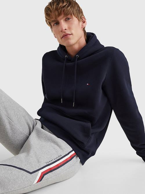 Tommy Hilfiger Drawstring Flag Embroidery Kapucnis Pulóver Férfi Kék | TH092CVS